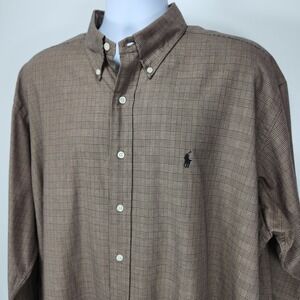 Ralph Lauren Blake Shirt Mens XL Brown Glen Check Button Down Long Sleeve Cotton